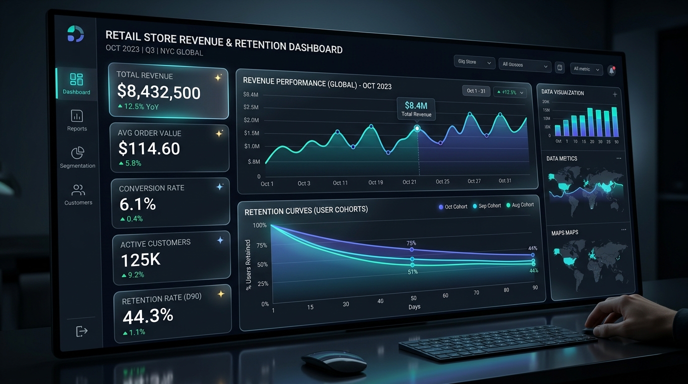 Retail Revenue and Cohort Retention Dashboard
